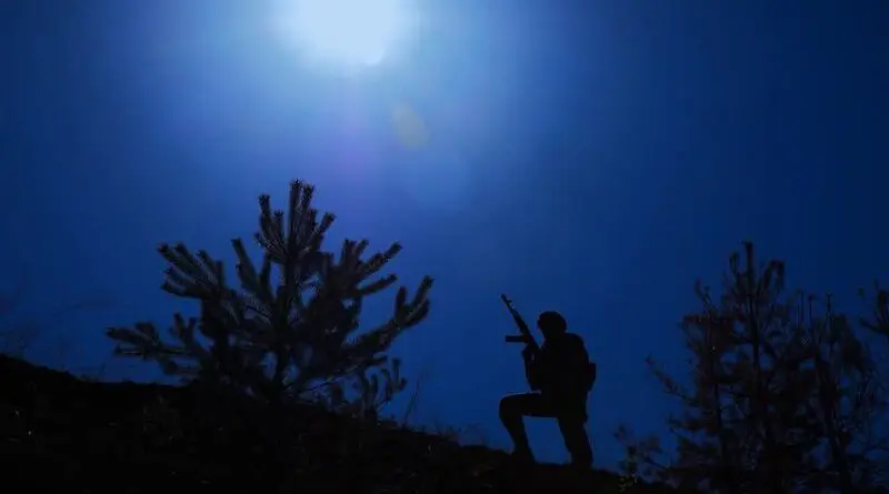 A Ukrainian soldier on patrol. Photo Credit: Ukraine Ministry of Defense